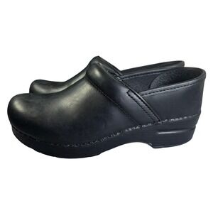 Dansko Professional Black Leather Clogs Womens 37 (6.5 US) Nursing Work Shoes
